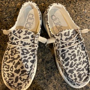Hey Dude Women's Leopard Print Shoes - Black and White